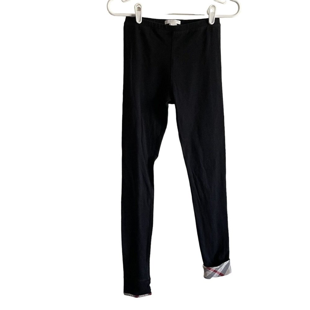 Burberry Children Girl’s SZ 14 Years  Black With Nova Check Cuffs Leggings